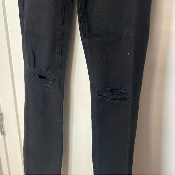 Paige Skinny Jeans Womens Size 23 Black Verdugo Ankle Raw Hem Domino Destructed - Picture 4 of 16